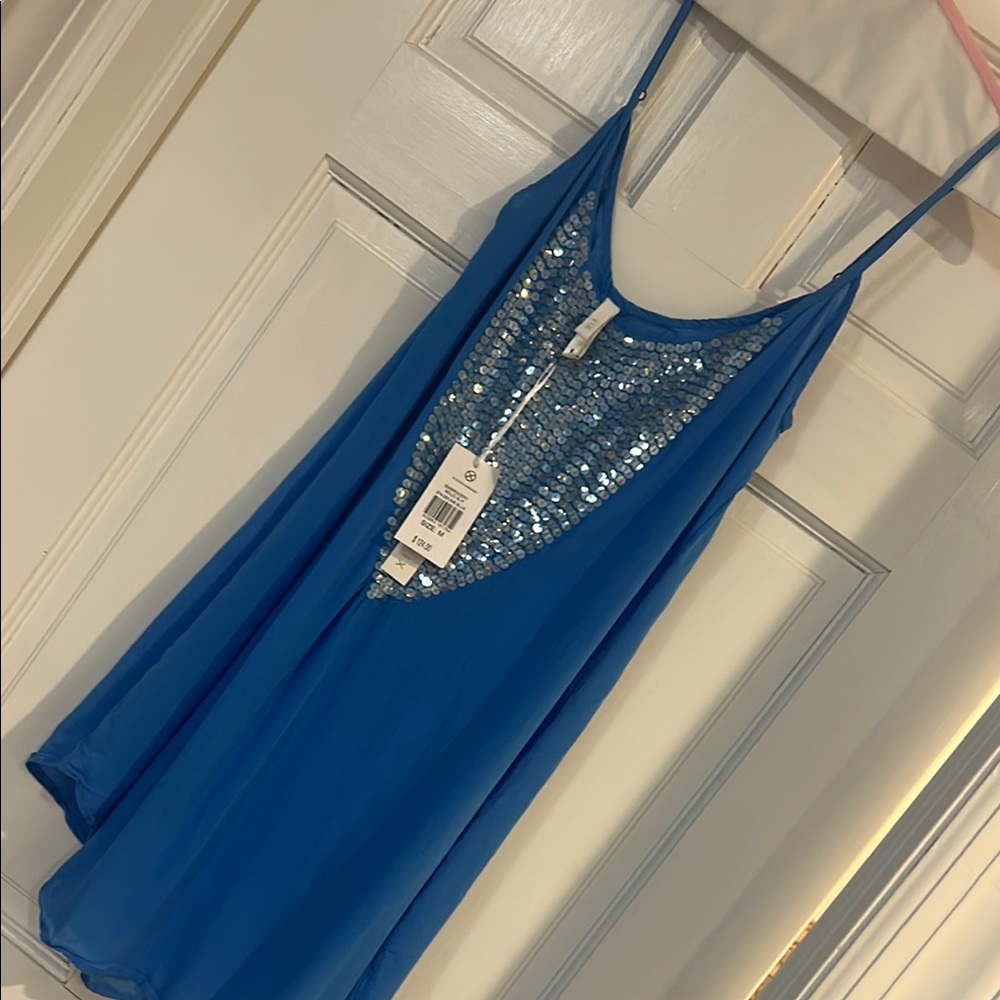 Vix Blue Sequin Embellished Cover Up Dress-sz M-NWT